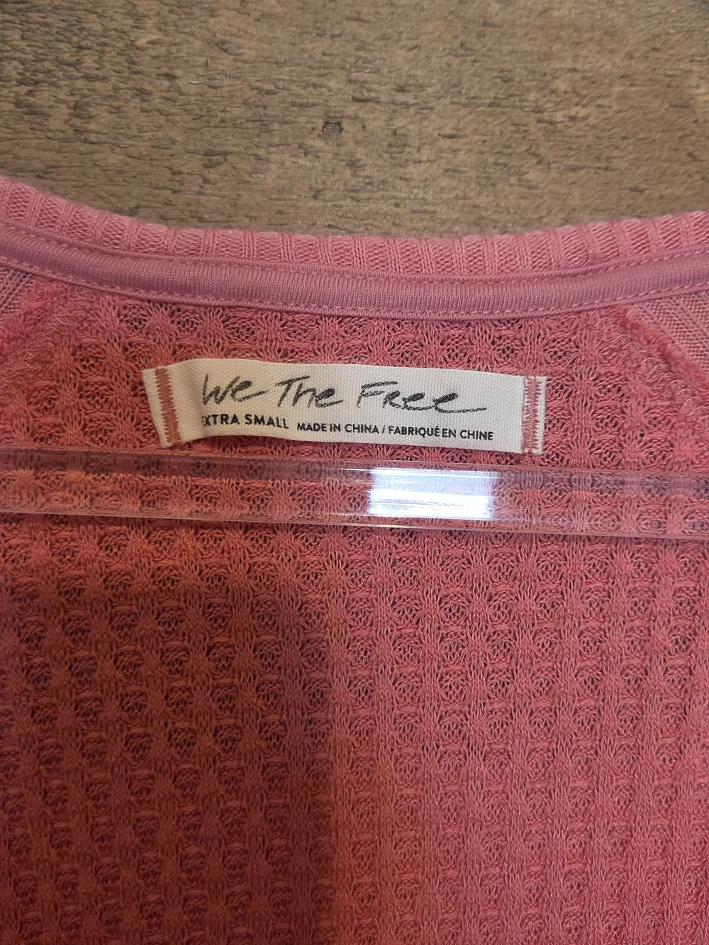 Free People Pink Ribbed V-Neck Long Sleeve Top